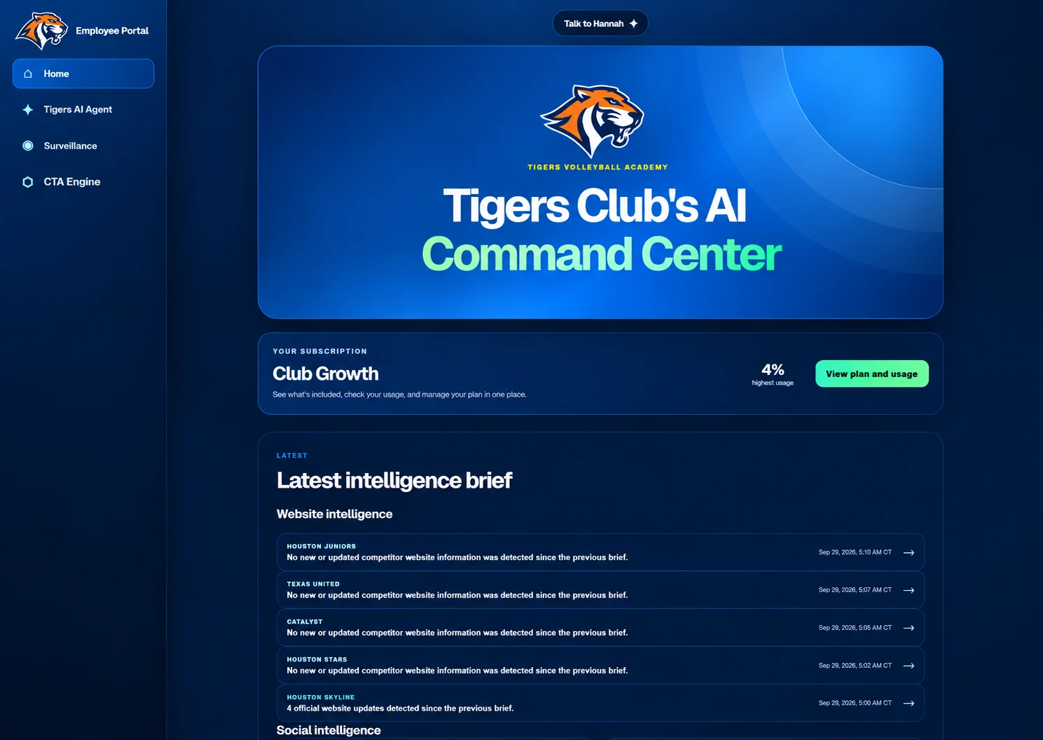 Anonymized sports clubs portal example