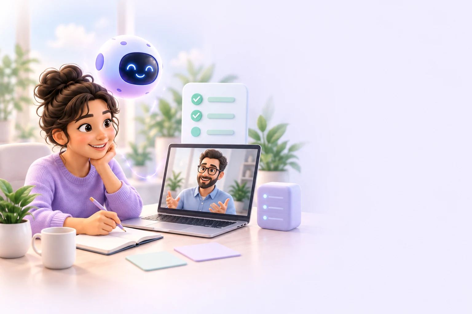 A one-on-one AI agent setup and goal discussion.