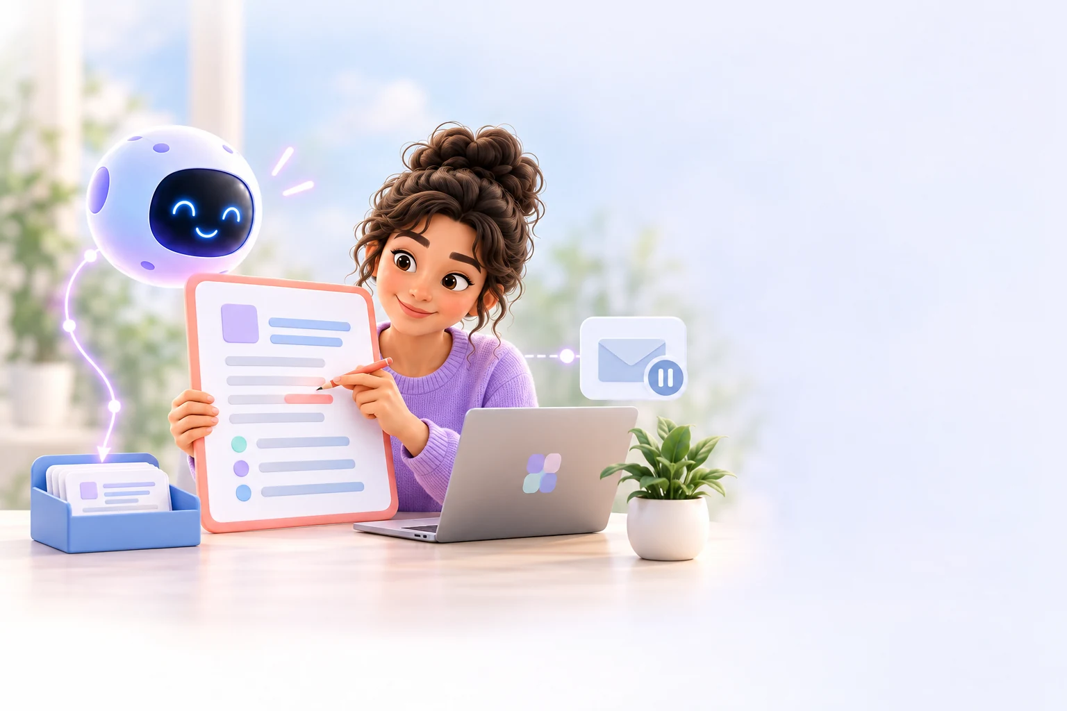 A person reviewing work prepared by an AI agent before taking action.