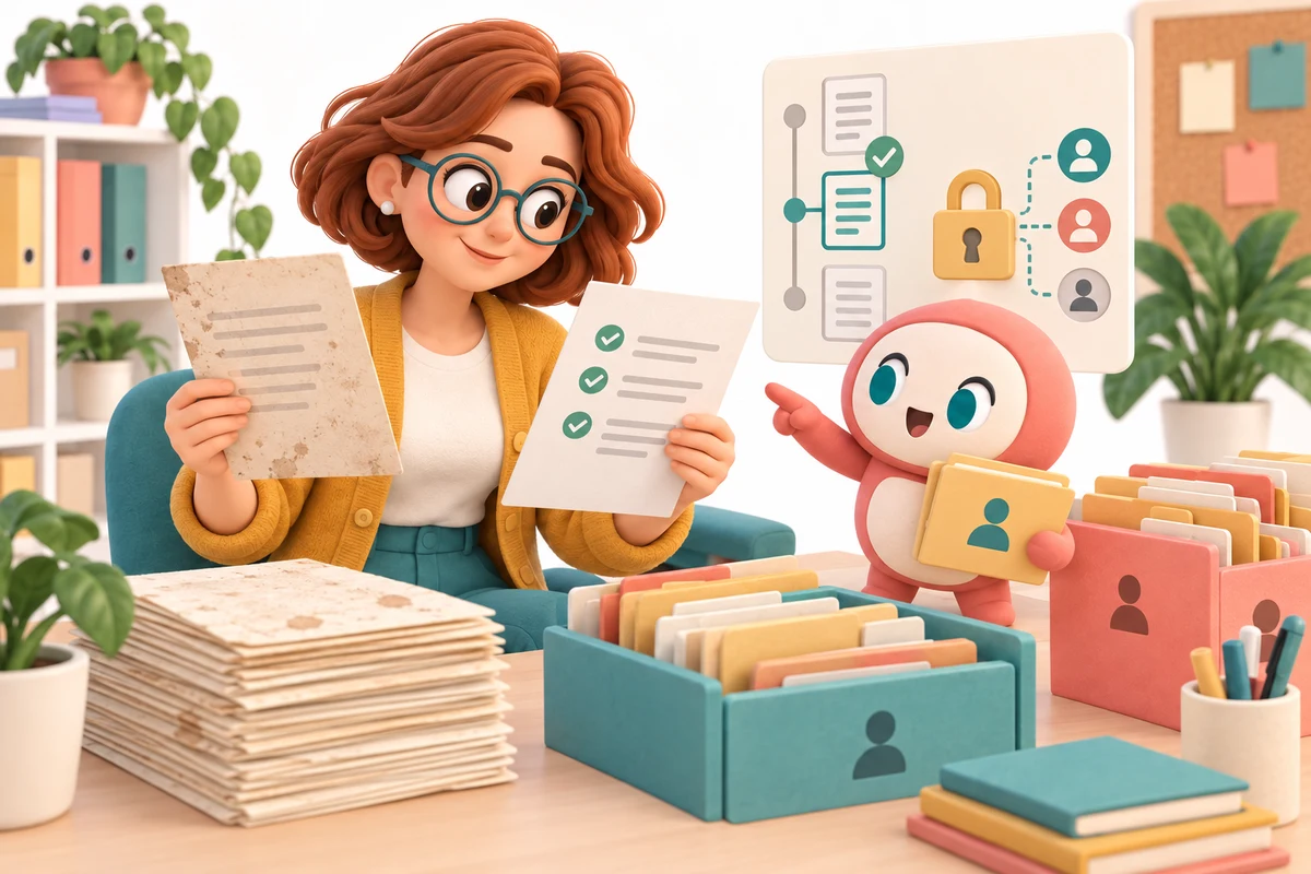 Emma checks current versions and access