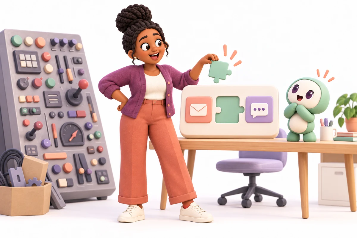 Lisa fits a small custom dashboard piece while an oversized control panel sits aside